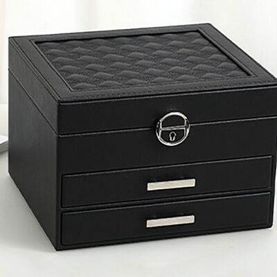 Women's jewelry case with 2 leatherette drawers. Dimension: 23x20x15.5cm LM-094B