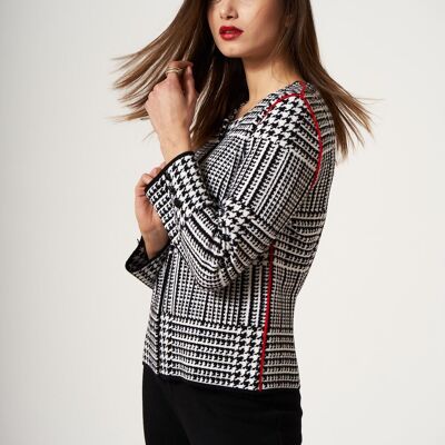 Jacquard jacket with piping insert