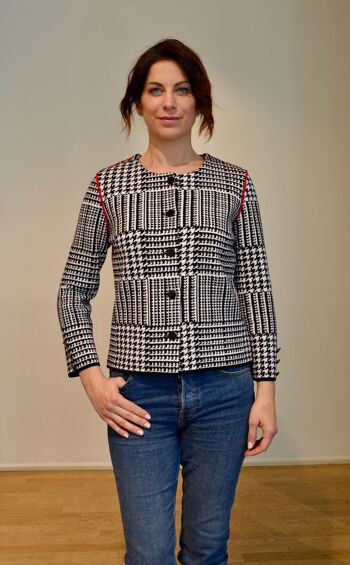 Veste jacquard avec insert passepoil 2