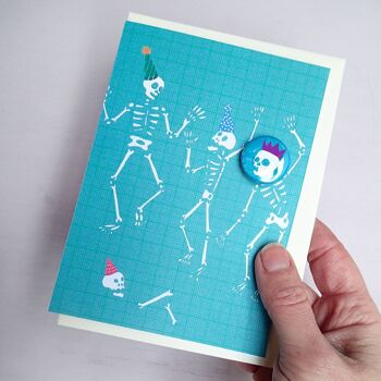 Skeleton Party - Carte de voeux avec badge 3