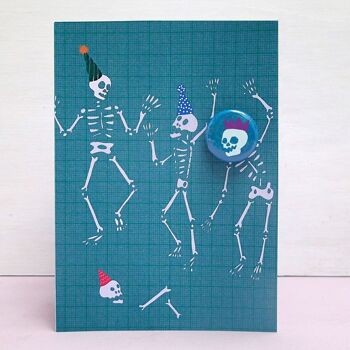 Skeleton Party - Carte de voeux avec badge 4