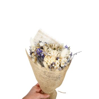 Fleurs Séchées - Bouquet Champ Petit - Blanc Bleu 1