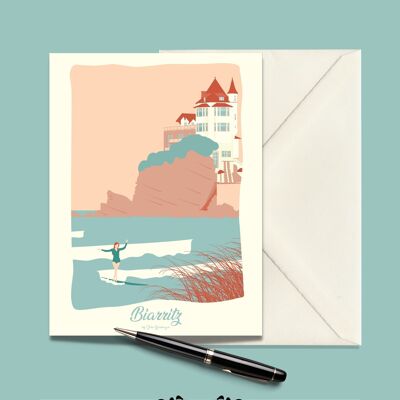 Carte Postale BIARRITZ La Surfeuse  - 15x21cm