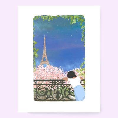 Affiche Paris Tour Eiffel aquarelle 2 formats A4 A5