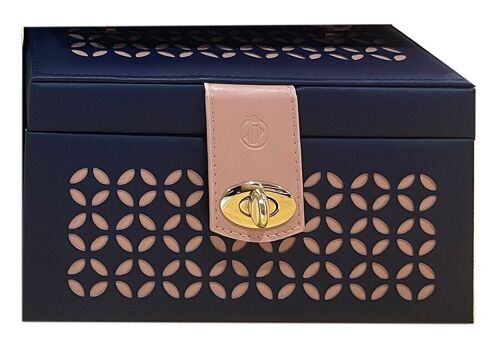 Women's leatherette jewelry case with laser cut. Dimension: 22x15x13cm LM-098D