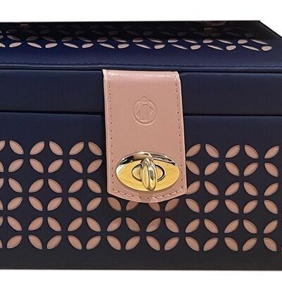 Women's leatherette jewelry case with laser cut. Dimension: 22x15x13cm LM-098D