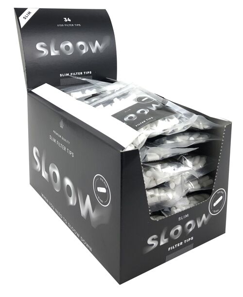 SLOOW BLACK FILTER TIPS SLIM DL-34 (x120