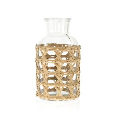 Glas-Vase in Rattan-Korb, Ø 11 x 20 cm, braun, 804694