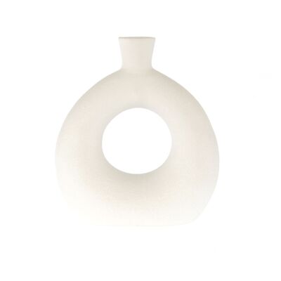 Porcelain vase with hole design, 17 x 7 x 19 cm, matt white, 805127