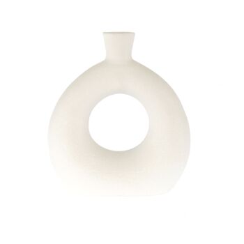 Vase en porcelaine avec trou, 17 x 7 x 19 cm, blanc mat, 805127 1