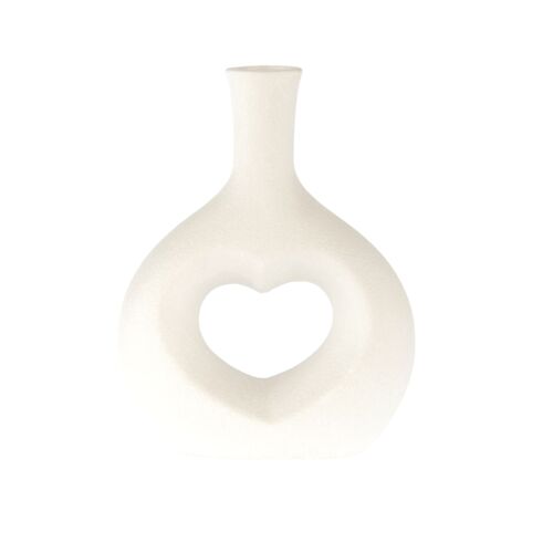 Porzellan-Vase mit Herz, 16 x 6,5 x 20,5 cm, mattweiß, 805158