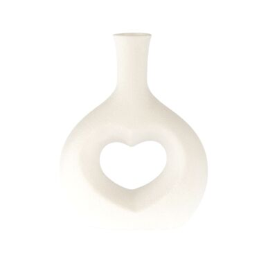 Vaso in porcellana con cuore, 16 x 6,5 x 20,5 cm, bianco opaco, 805158