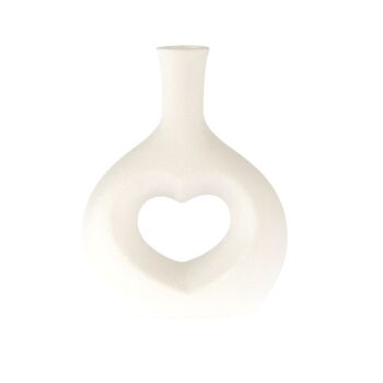 Vase en porcelaine avec coeur, 16 x 6,5 x 20,5 cm, blanc mat, 805158 1