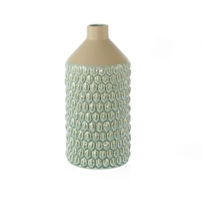 Vase bouteille en dolomite Homy, 12 x 11,5 x 24,5 cm, vert/crème, 808265