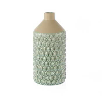 Vase bouteille en dolomite Homy, 12 x 11,5 x 24,5 cm, vert/crème, 808265 1