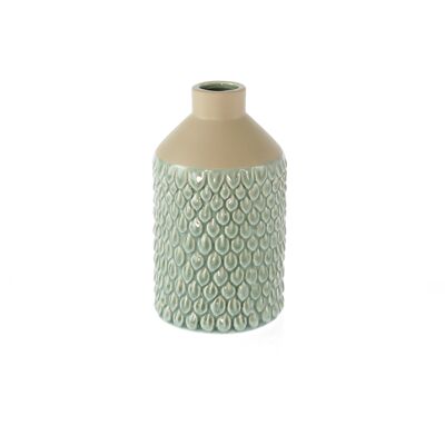Vase bouteille en dolomite Homy, Ø 9,5 x 16,5 cm, vert/crème, 808272