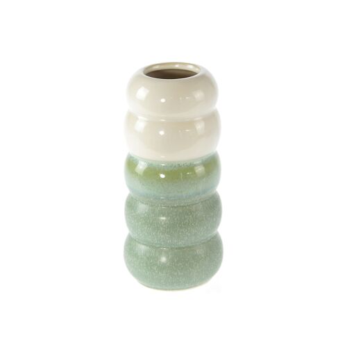 Keramik-Vase hoch mit Rillen, Ø 10,5 x 22 cm, grün, 808333