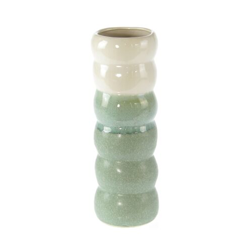 Keramik-Vase hoch mit Rillen, Ø 11,5 x 33 cm, grün, 808340
