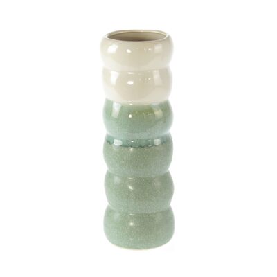 Vase haut en céramique avec rainures, Ø 11,5 x 33 cm, vert, 808340