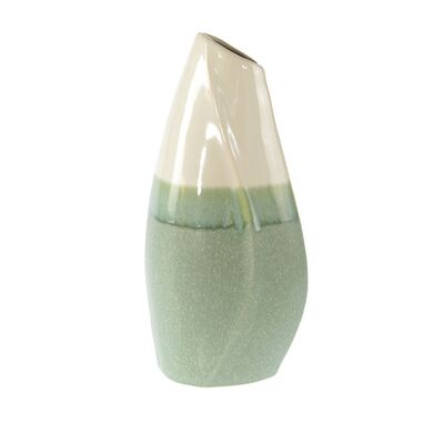 Vaso in ceramica astratto, 16 x 11,5 x 34,5 cm, verde, 808401