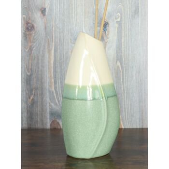 Vase en céramique abstrait, 16 x 11,5 x 34,5 cm, vert, 808401 2