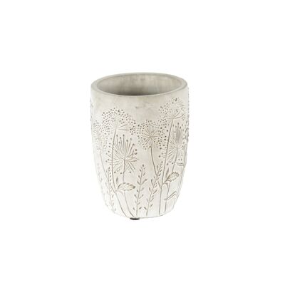 Zement-Vase mit Blumen hoch, Ø 11 x 15 cm, grau, 809521