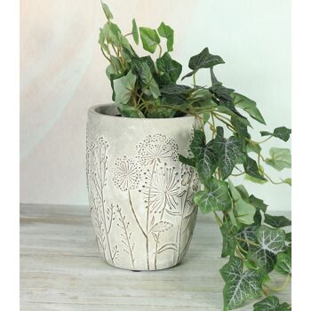 Vase en ciment avec fleurs haut, Ø 14,5 x 20 cm, gris, 809538 2