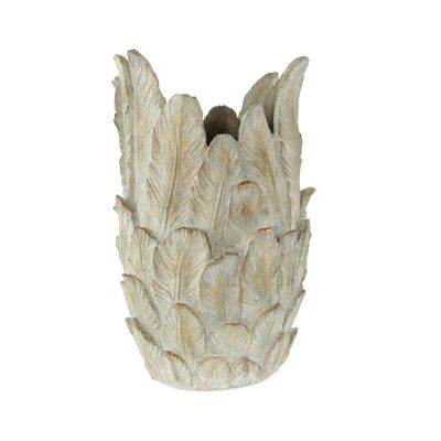 Poly vase feather design, 22.5 x 22.5 x 37 cm, grey/gold, 809637