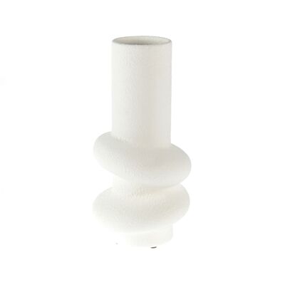 Vaso tubolare in ceramica astratto, Ø 15 x 31 cm, bianco, 811371