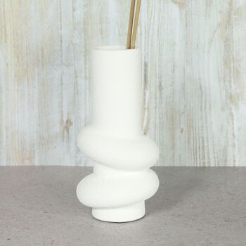 Vase tube en céramique abstrait, Ø 15 x 31 cm, blanc, 811371 2