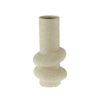 Vase tube en céramique abstrait, Ø 15 x 31 cm, beige, 811388 1