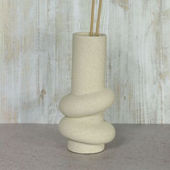 Vase tube en céramique abstrait, Ø 15 x 31 cm, beige, 811388 2