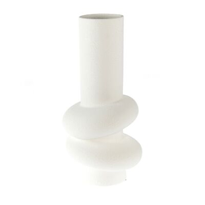 Ceramic tube vase abstract, Ø 18.5 x 40 cm, white, 811395