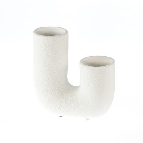 Keramik-Röhrenvase 2er klein, 19,5 x 8,5 x 21 cm, weiß, 811470