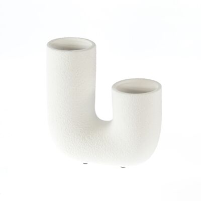 Ceramic tube vase set of 2 small, 19.5 x 8.5 x 21 cm, white, 811470