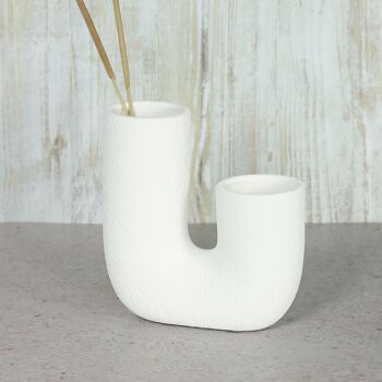 Vase tube en céramique lot de 2 petits, 19,5 x 8,5 x 21 cm, blanc, 811470 2