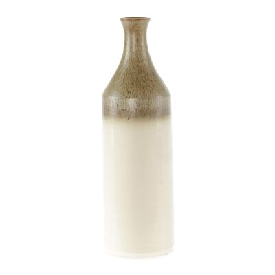 Vaso bottiglia in ceramica Girona, Ø 10 x 35 cm, crema, 815898