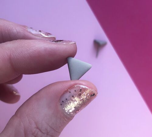 Taupe triangle polymer clay earrings