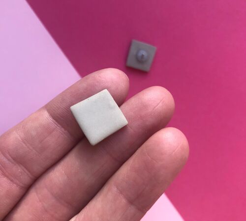 Square taupe polymer clay earrings