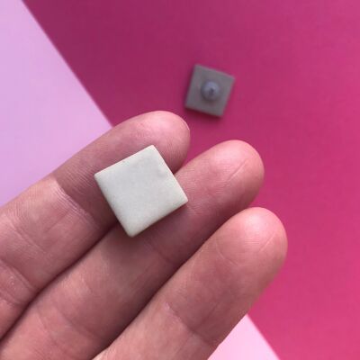 Square taupe polymer clay earrings