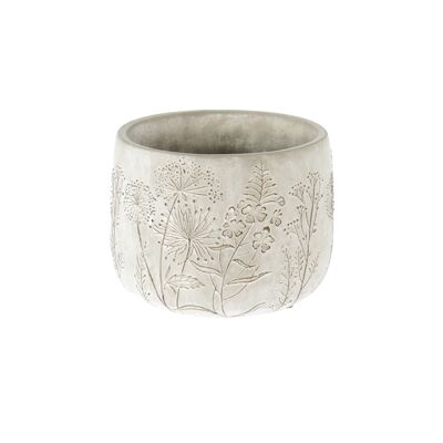 Jardinière en ciment fleurs rondes, Ø 18,5 x 14,5 cm, gris, 809491