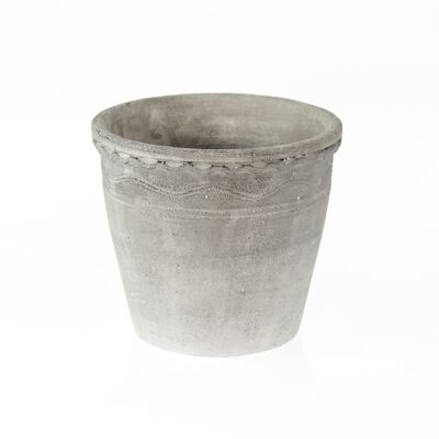 Cement planter round Garda, Ø17x15.5cm, gray wiped, 809699