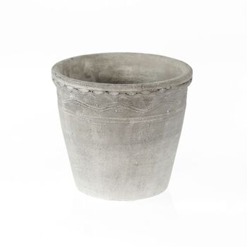 Jardinière en ciment ronde Garda, Ø17x15,5cm, gris essuyé, 809699