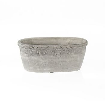 Jardinière en ciment ovale Garda, 23 x 12 x 10 cm, gris essuyé, 809743 1