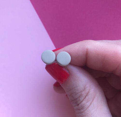 Taupe mini circle polymer clay earrings