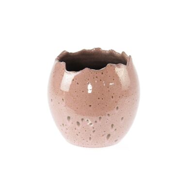 Vaso per fioriera in ceramica a guscio d'uovo, Ø 18 x 18 cm, rosa reattivo, 815966