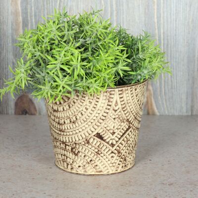 Metal plant pot w.Ornaments, Ø 16 x 13.5 cm, brown, 816192