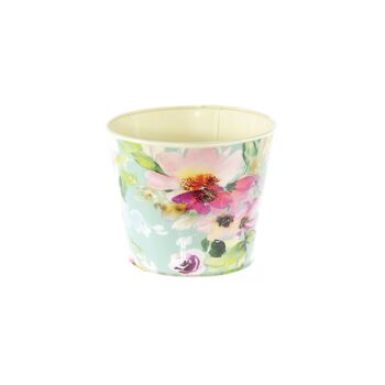 Cache-pot en métal design fleur, Ø 16 x 13,5 cm, multicolore, 816253 1