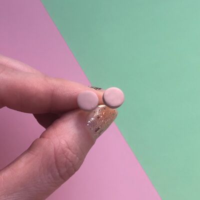 Mini-Kreis Ohrringe aus Fimo in Rosa meliert
