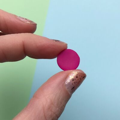 Bright pink circle stud earrings